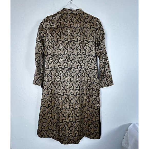 Creative Handicrafts Long Silk Jacket Womens Medium Black & Gold Paisley New - Picture 2 of 9